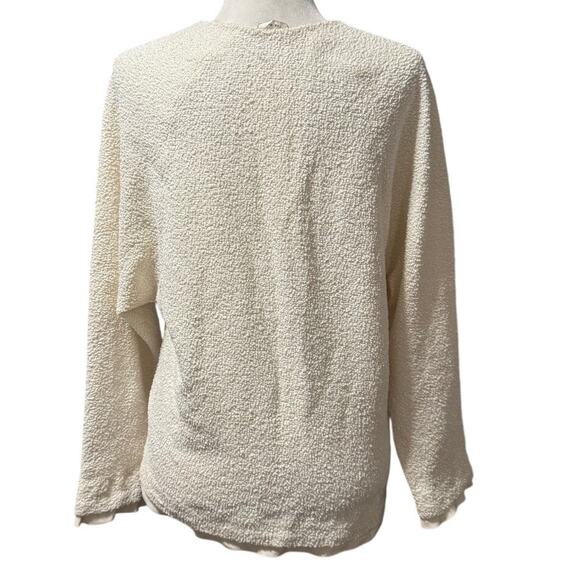 The Row Ivory Bouclé V-Neck Silk-Lined Top | Size Small Quiet Luxury Minimalist - Picture 3 of 8